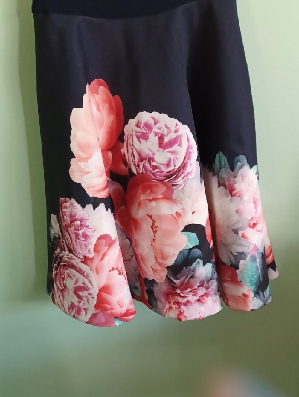 Joseph Ribkoff Navy Midi Dress with Pink Floral Hem - Picture 8 of 8